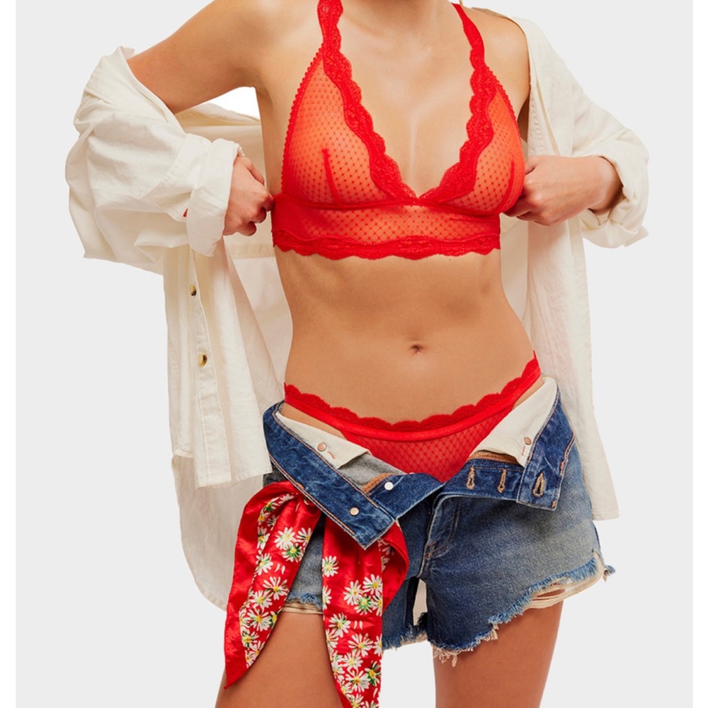 Free People | Midweek Bralette and Bikini Panty Set Fiery Red | Small New